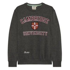 Cambridge University Licensed Crewneck Sweatshirt Size M Grey Academia Fleece